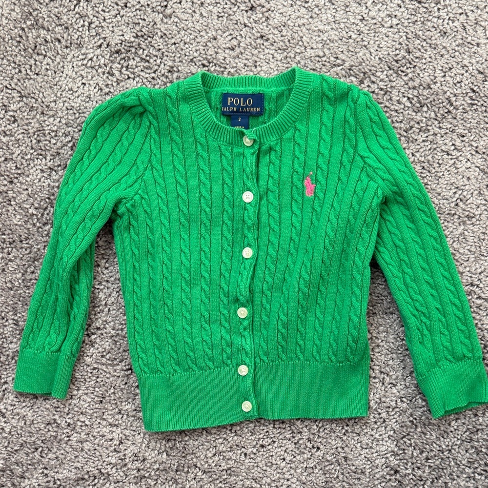 Polo by Ralph Lauren Kids Green Cable Knit Sweater